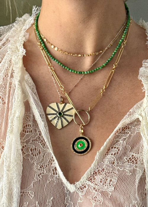 Two Tone Heart Of The Matter Necklace - CREAM