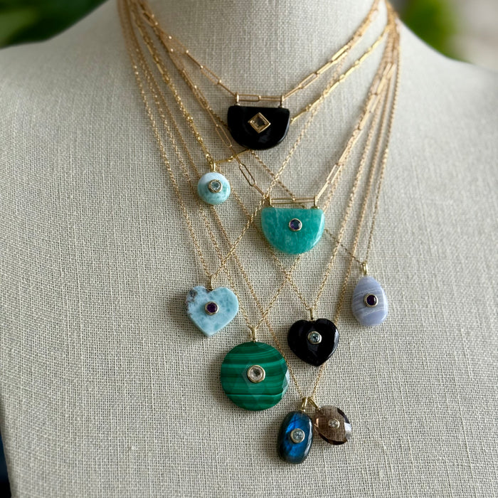 Larimar & Topaz Heart Necklace