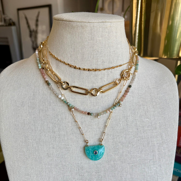 Amazonite & Amethyst Wedge Necklace