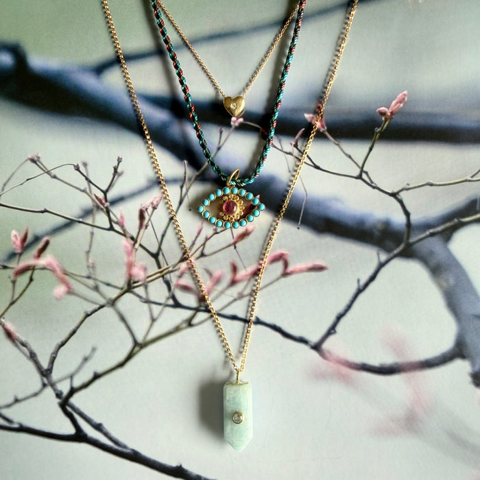 Aquamarine & Topaz Obelisk Necklace