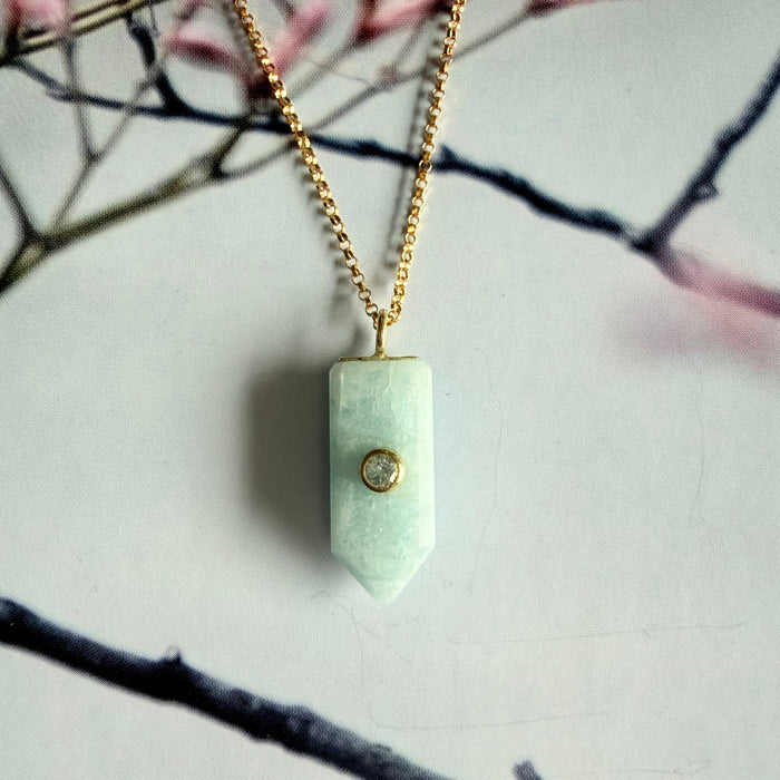 Aquamarine & Topaz Obelisk Necklace