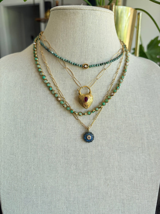 Tiny Natural Turquoise & Polki Diamond Choker (Heidis stack)