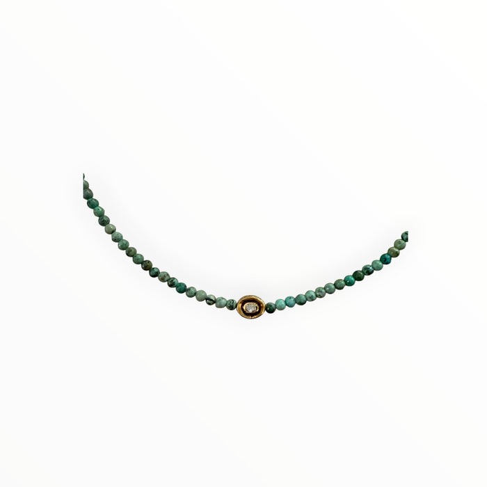 Tiny Natural Turquoise & Polki Diamond Choker (Heidis stack)