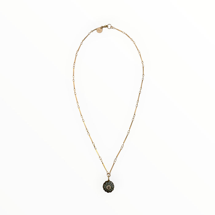Carved Labradorite Blossom Necklace (Heidi's stack)