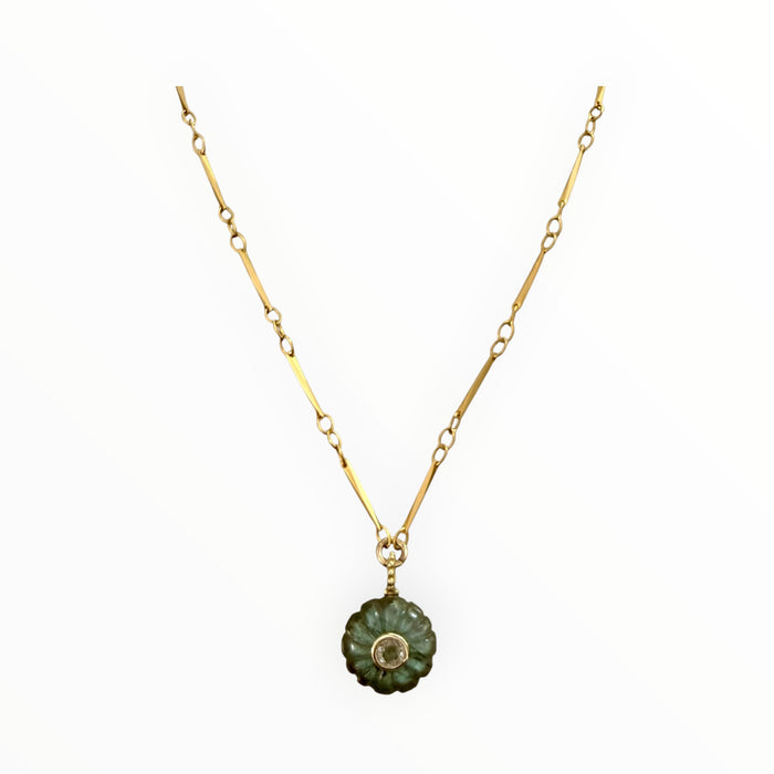 Carved Labradorite Blossom Necklace (Heidi's stack)