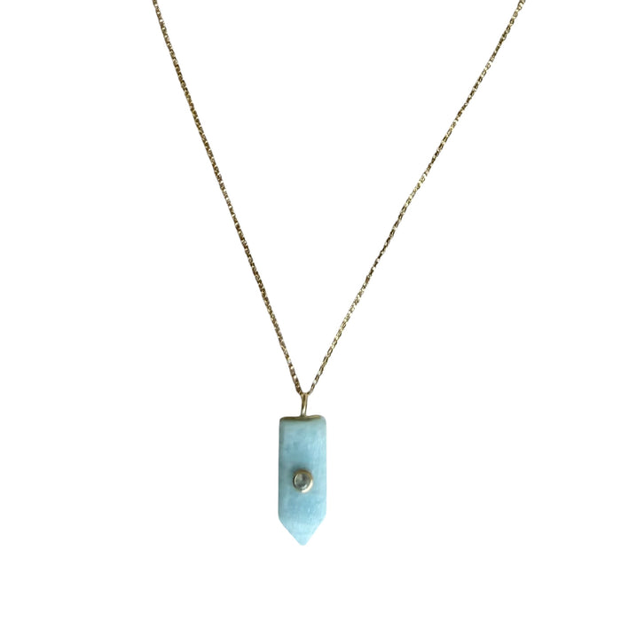 Aquamarine & Topaz Obelisk Necklace