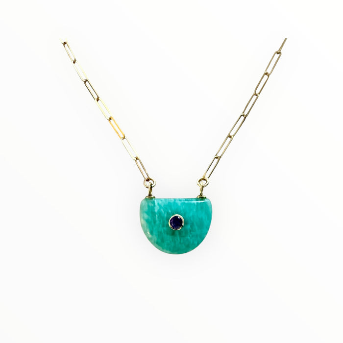 Amazonite & Amethyst Wedge Necklace