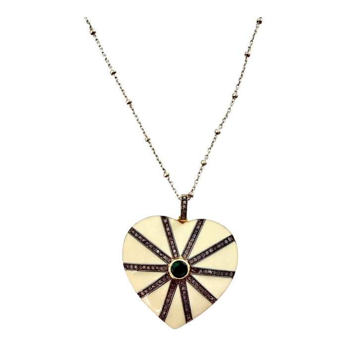 Two Tone Heart Of The Matter Necklace - CREAM