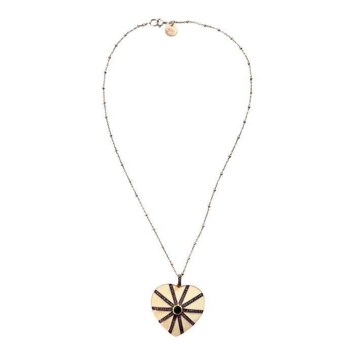 Two Tone Heart Of The Matter Necklace - CREAM