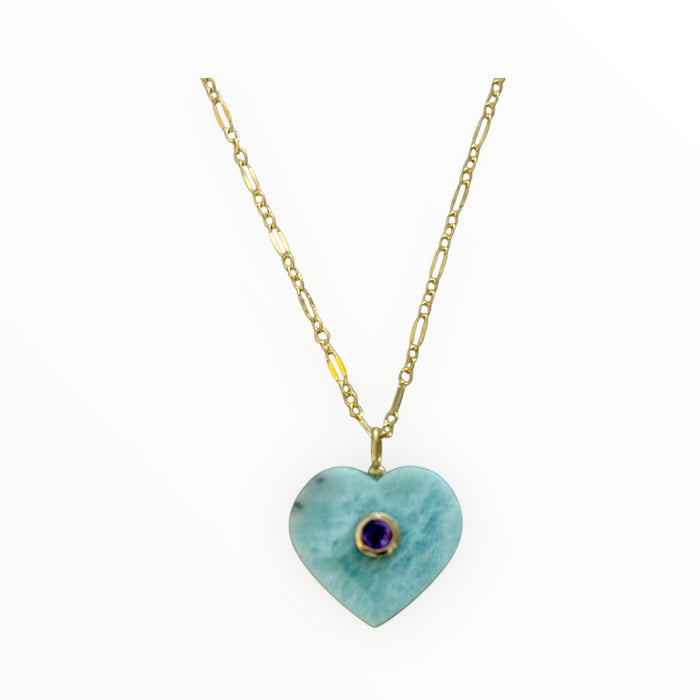 Larimar & Topaz Heart Necklace