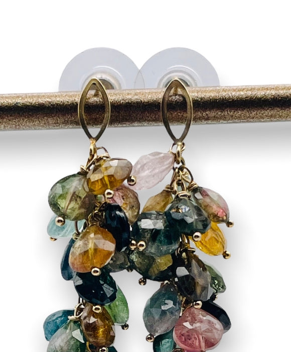 Multi Tourmaline Cluster Drop earrings