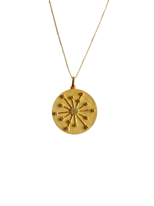 Diamond Starburst Disc Pendant Necklace